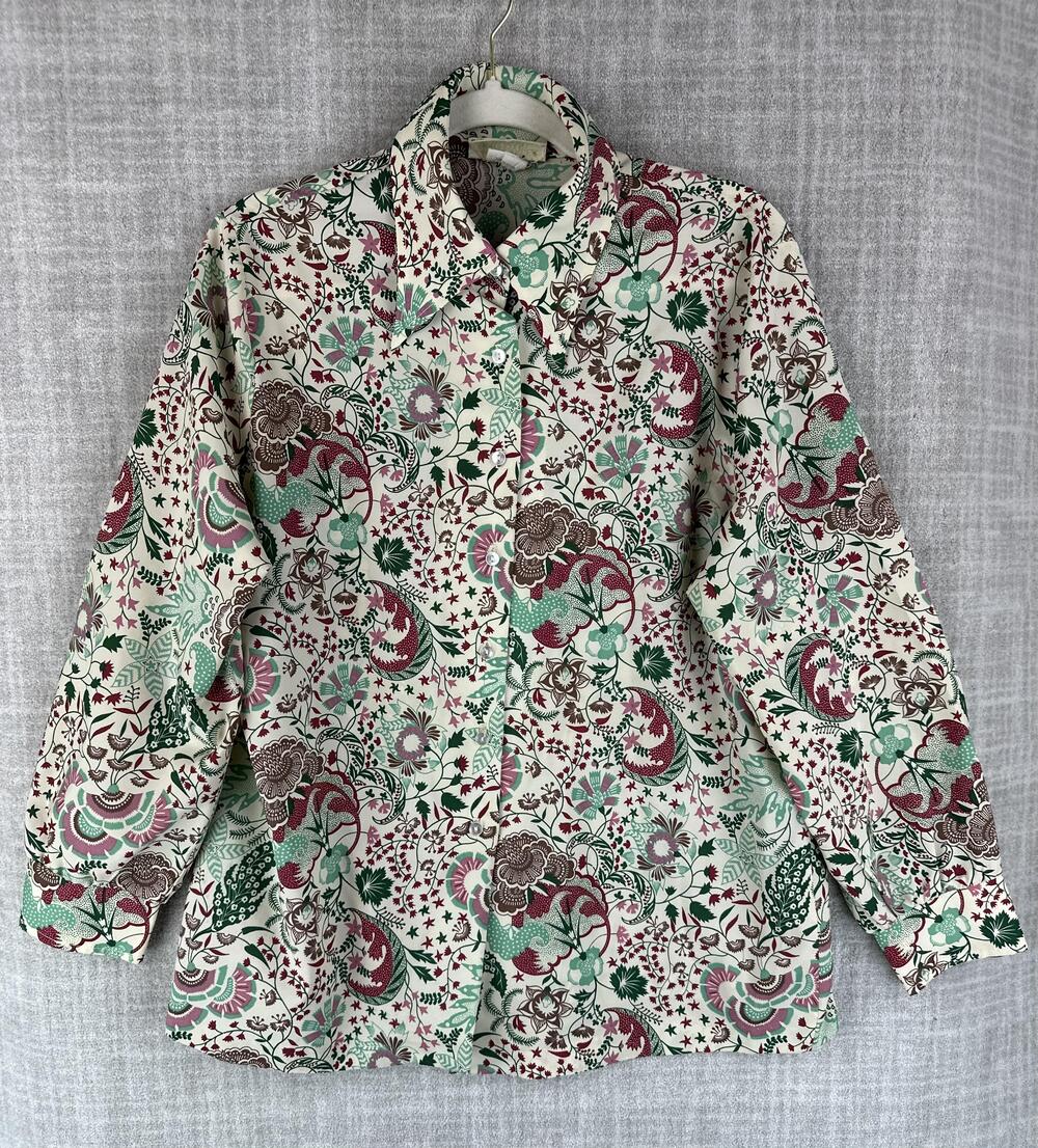 The Fire Islander Woman Button-Up Womens 38 Multicolor Tunic Long Sleeve Vintage